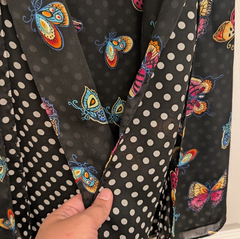 Reversible Black Maxi Dress Butterflies/polka Dots Sz 20 Whimsigoth Fairycore - Picture 5 of 7